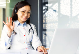 doctor taking a call in the office