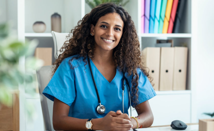 healthcare worker smiling